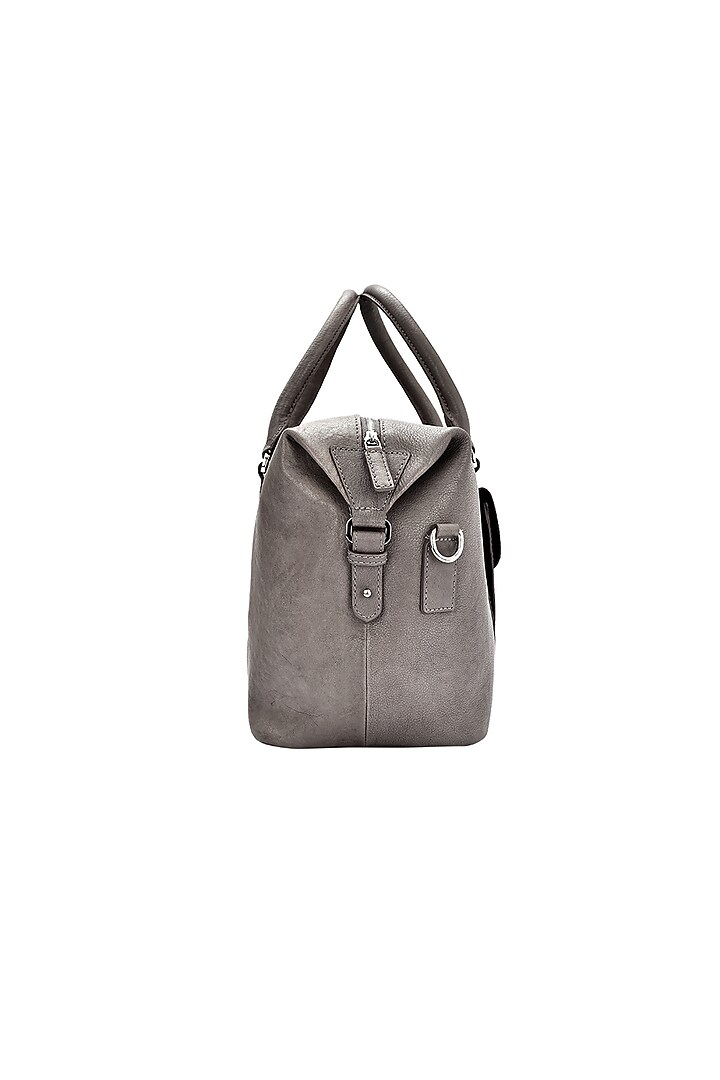 Grey Leather Duffle Bag by ESKE at Pernia's Pop Up Shop
