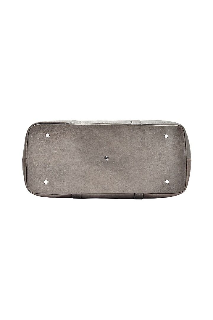 Grey Leather Duffle Bag by ESKE at Pernia's Pop Up Shop