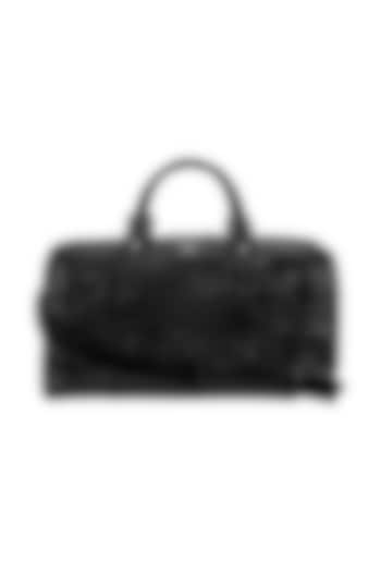 Black Embossed Leather Duffle Bag by ESKE