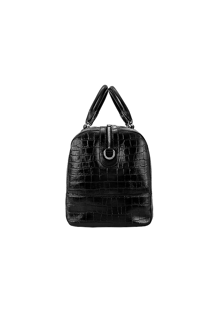 Black Embossed Leather Duffle Bag by ESKE at Pernia's Pop Up Shop