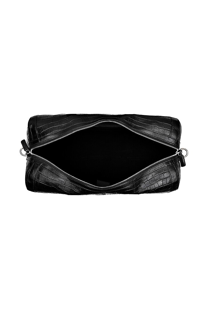 Black Embossed Leather Duffle Bag by ESKE at Pernia's Pop Up Shop