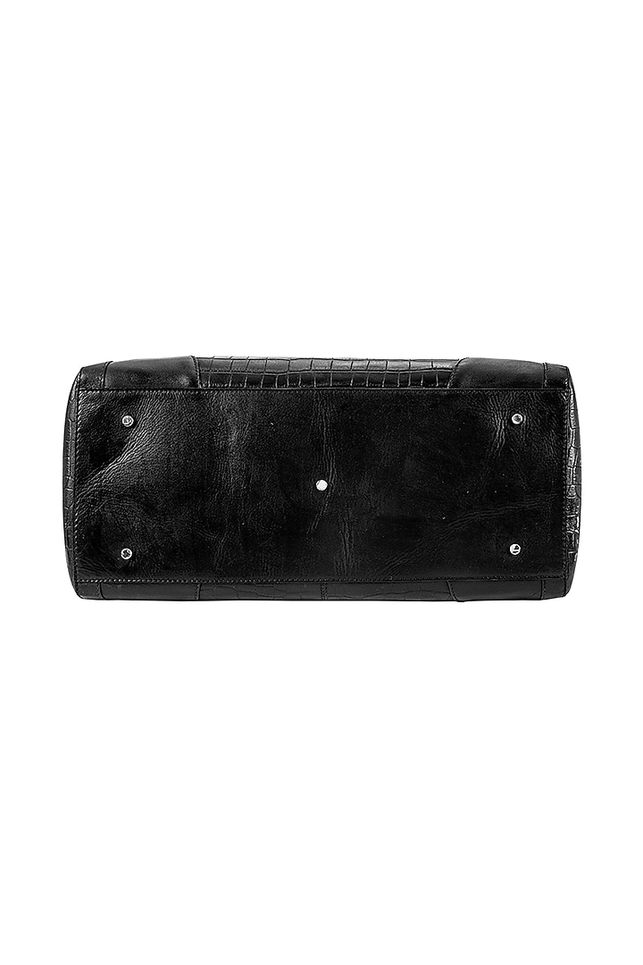 Black Embossed Leather Duffle Bag by ESKE at Pernia's Pop Up Shop