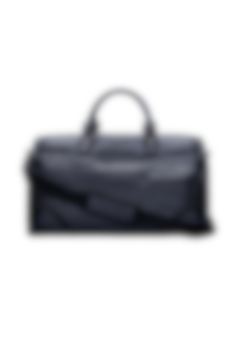 Navy Blue Embossed Leather Duffle Bag by ESKE