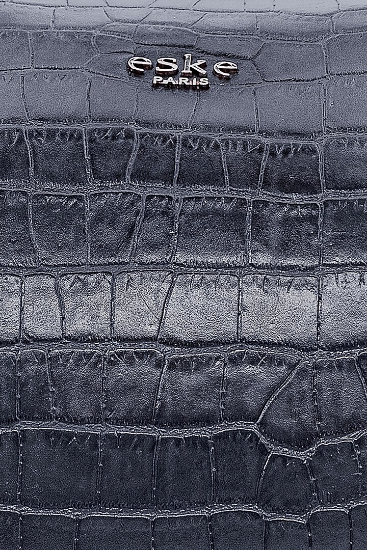 Navy Blue Embossed Leather Duffle Bag by ESKE at Pernia's Pop Up Shop