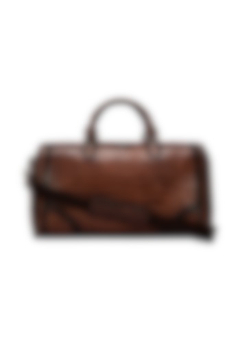 Tan Embossed Leather Duffle Bag by ESKE