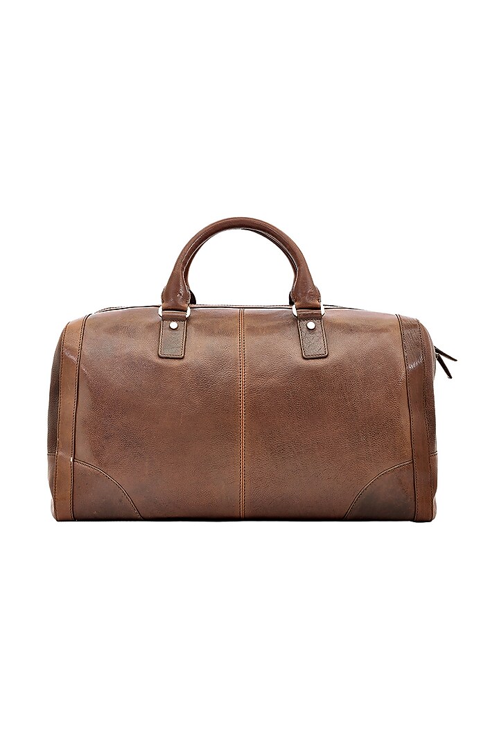 Tan Leather Duffle Bag by ESKE at Pernia's Pop Up Shop