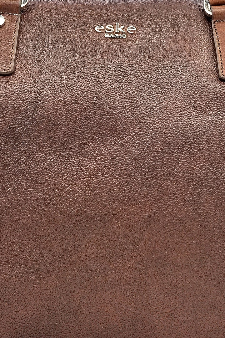 Tan Leather Duffle Bag by ESKE at Pernia's Pop Up Shop