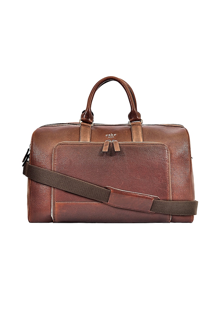 Tan Duffle Bag in Leather by ESKE