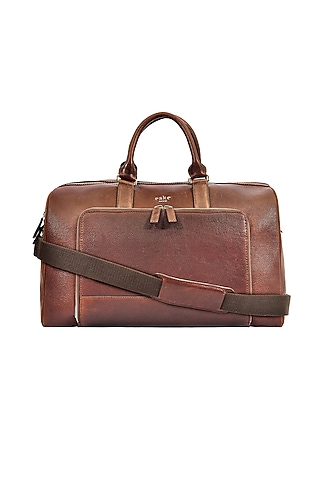 Tan Duffle Bag in Leather by ESKE