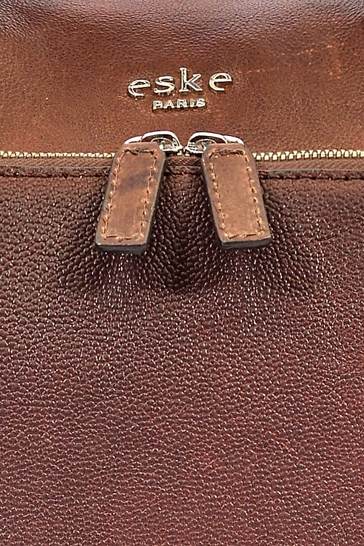 Tan Duffle Bag in Leather by ESKE at Pernia's Pop Up Shop