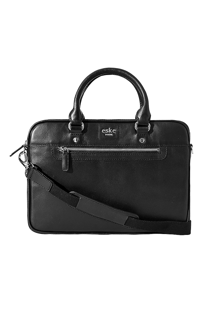 Black Leather Laptop Bag Design by ESKE at Pernia's Pop Up Shop 2023