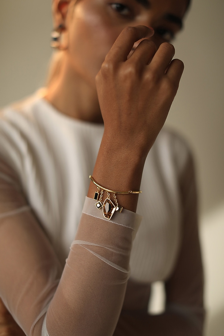 White Rhodium Finish Swarovski Crystal Charm Bracelet by ESME at Pernia's Pop Up Shop