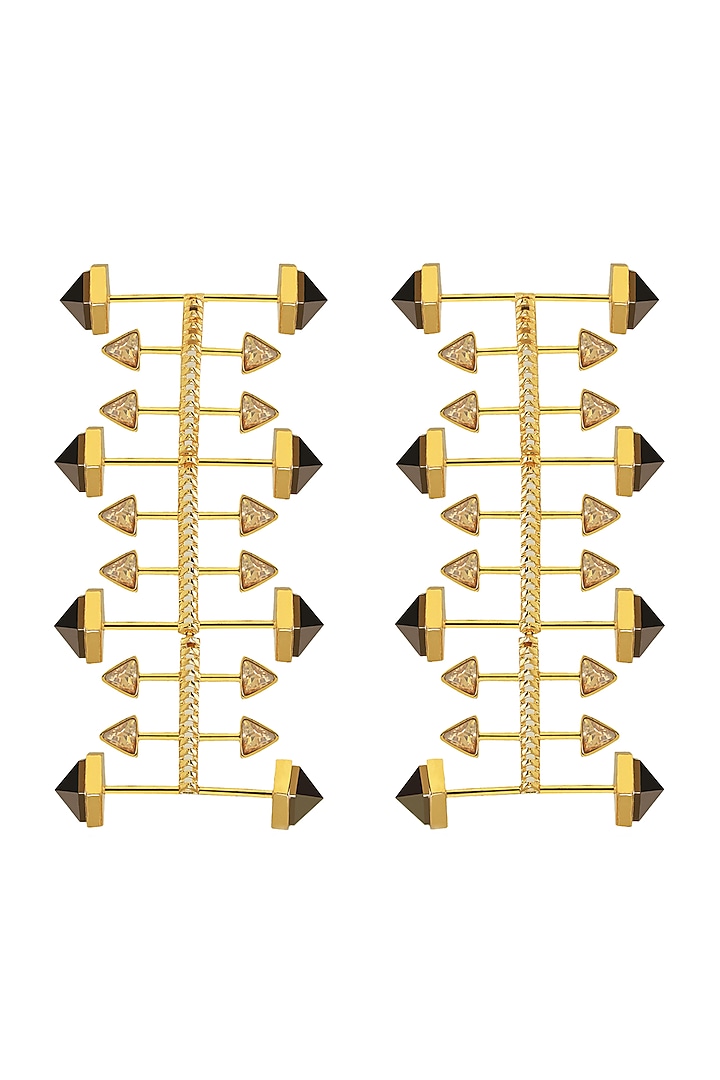 Gold Finish Swarovski Dangler Earrings by ESME at Pernia's Pop Up Shop