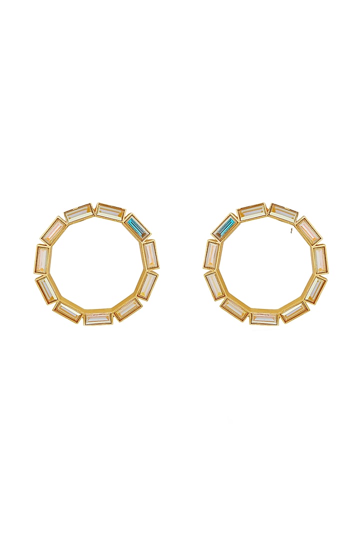Gold Finish Swarovski Hoop Earrings by ESME at Pernia's Pop Up Shop