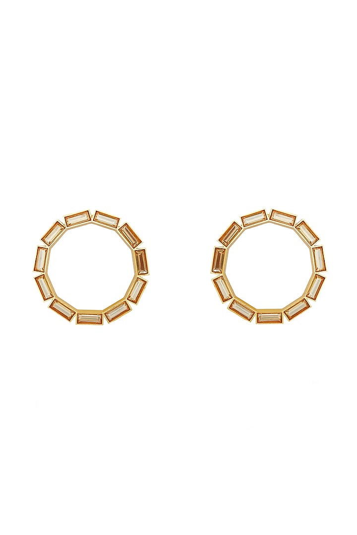 Gold Finish Swarovski Hoop Earrings by ESME at Pernia's Pop Up Shop