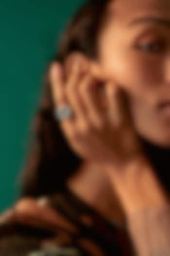 Black Rhodium Finish Swarovski & Jade Ring by ESME at Pernia's Pop Up Shop