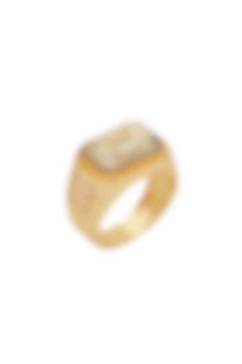 Gold Finish Swarovski & Jade Ring by ESME