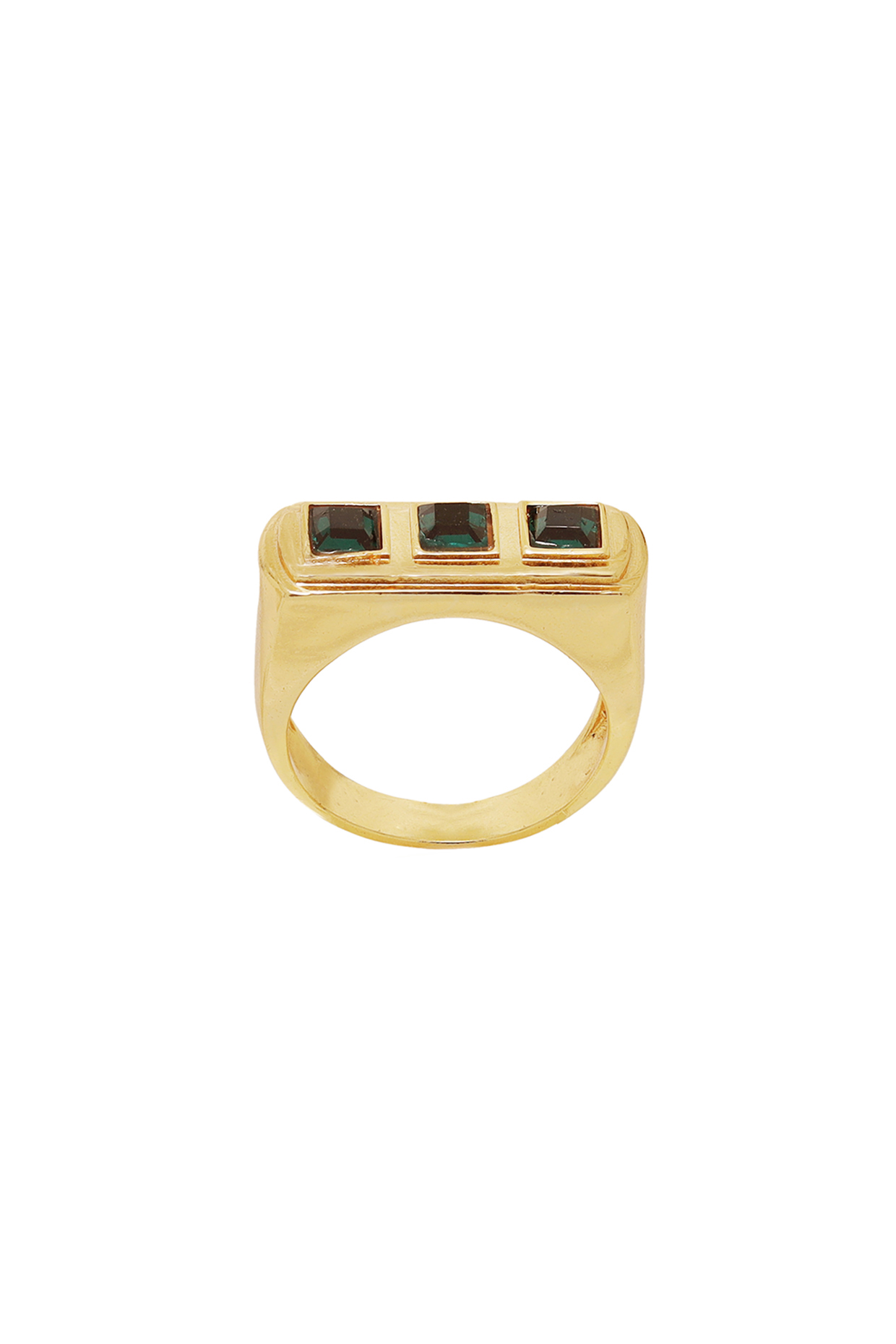 Gold Finish Swarovski & Malachite Ring by ESME