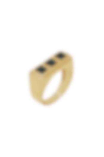 Gold Finish Swarovski & Malachite Ring by ESME at Pernia's Pop Up Shop