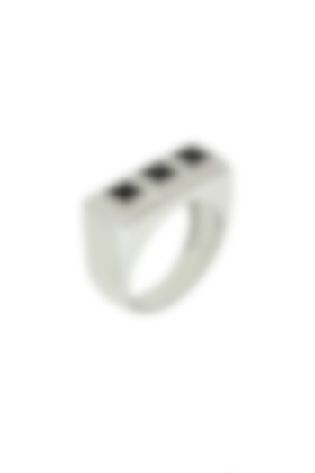 White Finish Swarovski & Malachite Ring by ESME