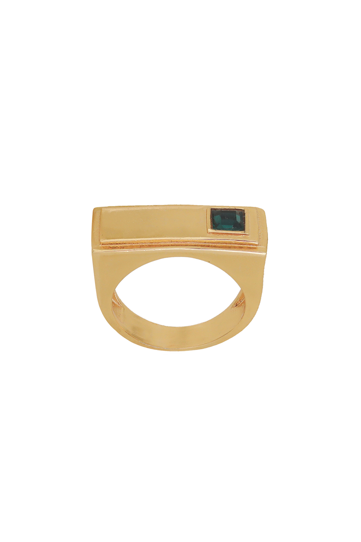 Gold Finish Swarovski & Malachite Ring by ESME