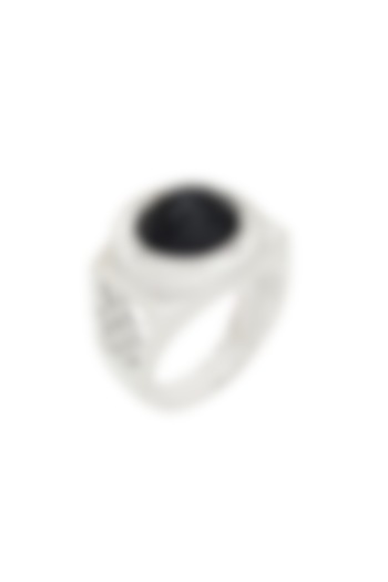 White Finish Onyx & Swarovski Ring by ESME