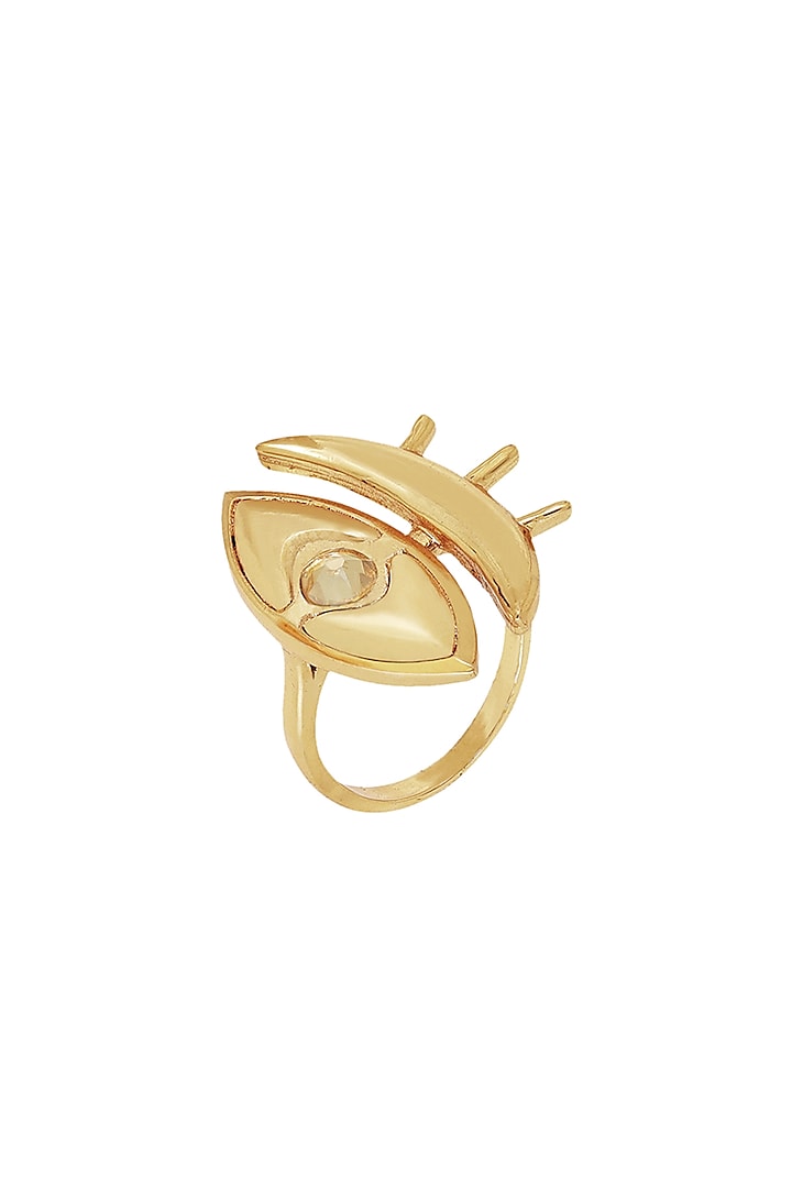 Gold Finish Swarovski Cat Eye Ring by ESME