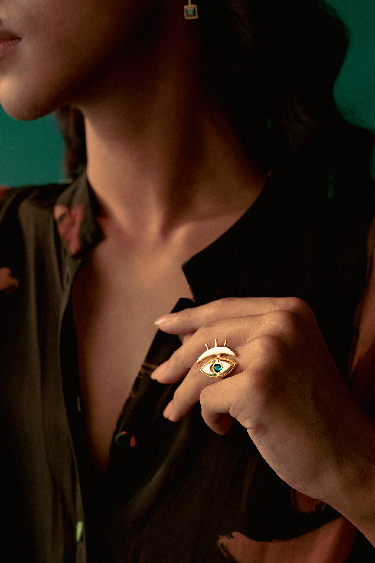 Rose Gold Finish Swarovski Cat Eye Ring by ESME