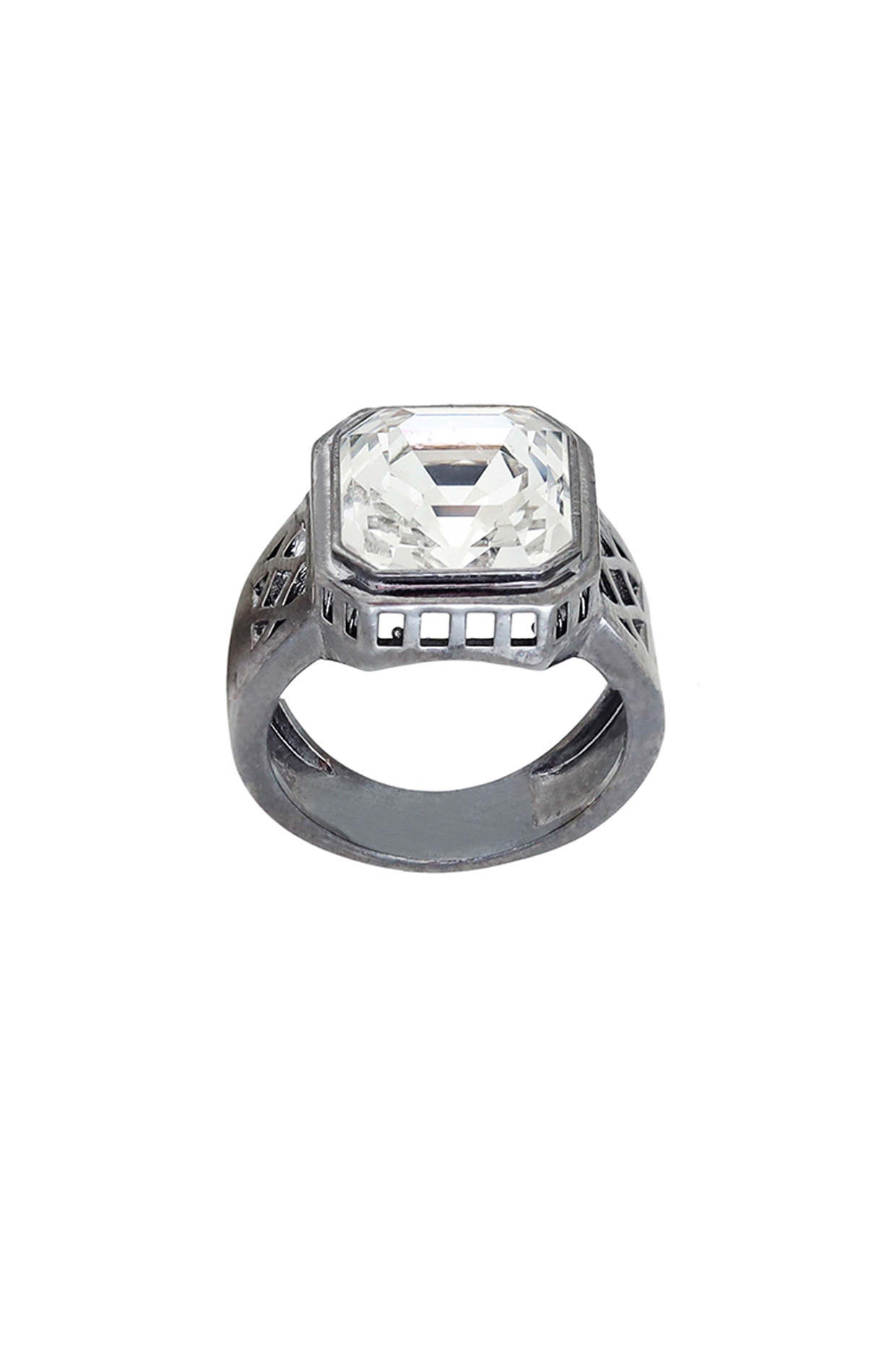 Black Rhodium Finish Swarovski Spinel Ring by ESME