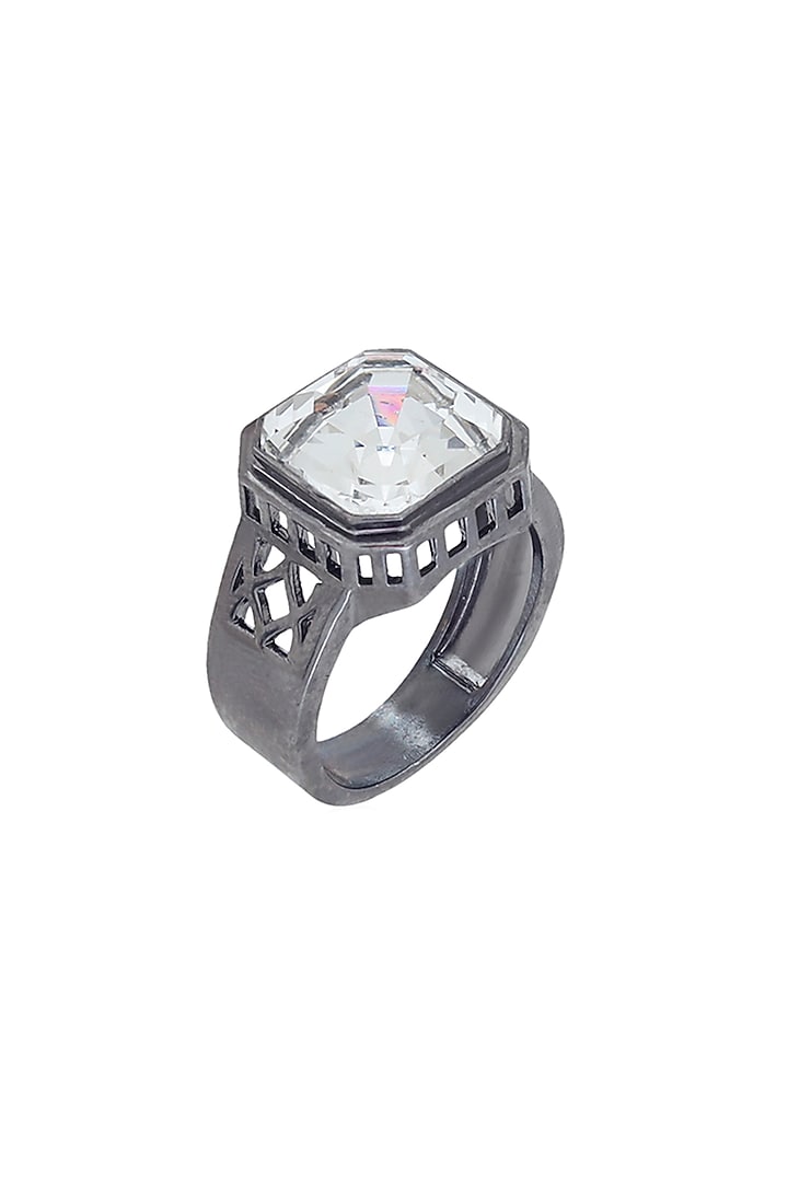 Black Rhodium Finish Swarovski Spinel Ring by ESME at Pernia's Pop Up Shop