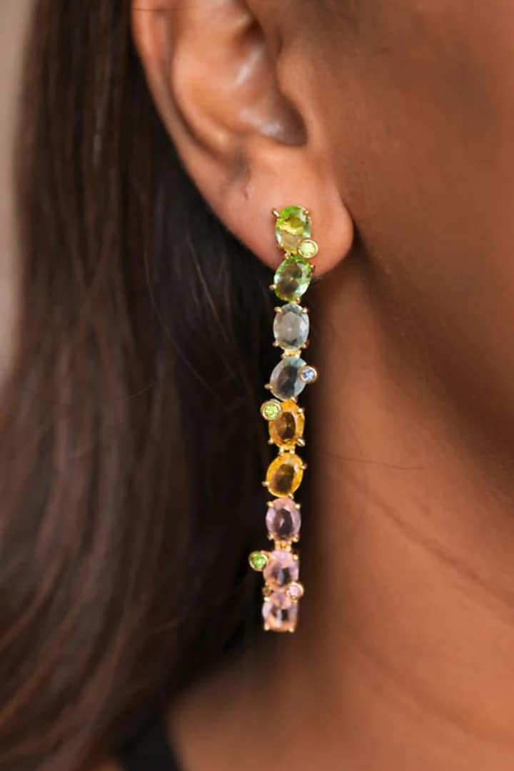 Gold Plated Swarovski Crystal Dangler Earrings by ESME at Pernia's Pop Up Shop