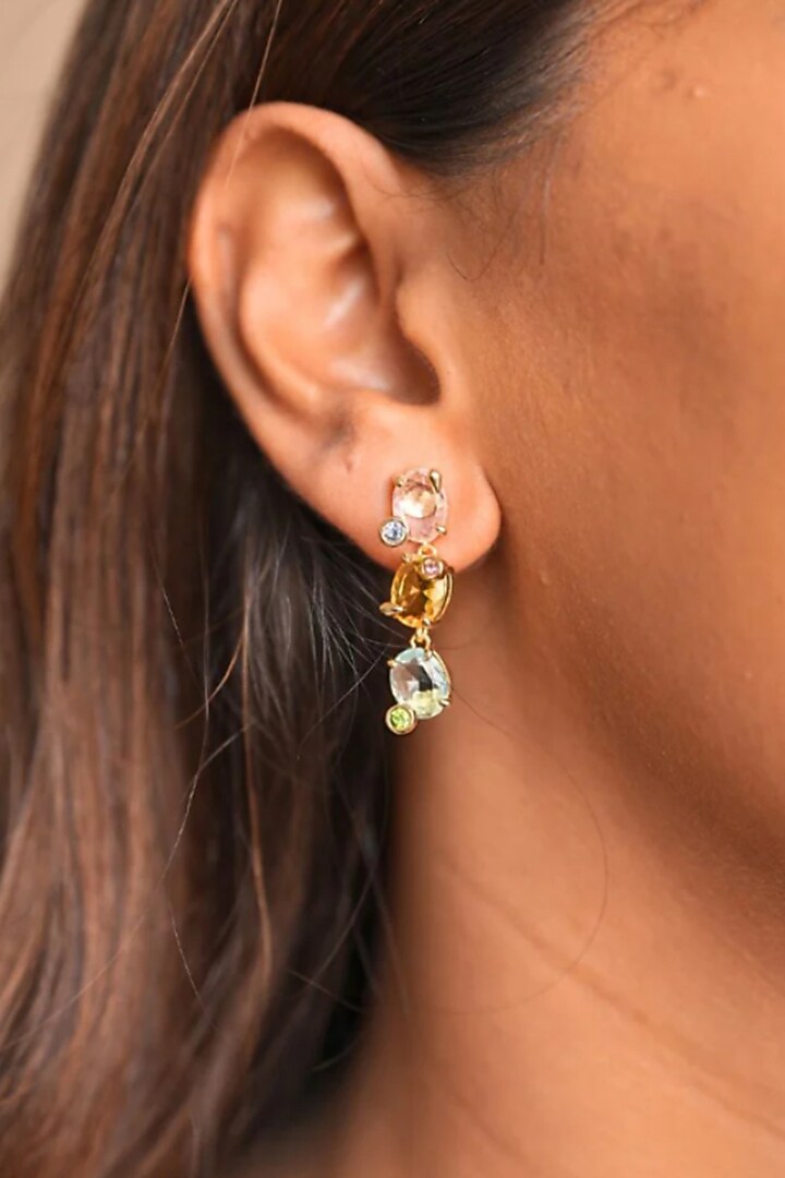 Gold Plated Swarovski Crystal Dangler Earrings by ESME at Pernia's Pop Up Shop