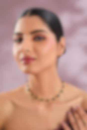 Gold Finish Green Stone Necklace by ESME at Pernia's Pop Up Shop