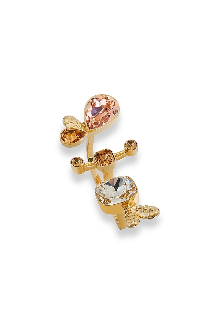White Rhodium Finish Gold Swarovski Ring by ESME at Pernia's Pop Up Shop