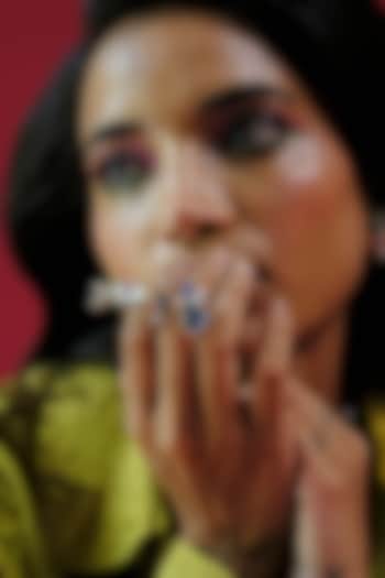 White Rhodium Finish Blue & Silver Swarovski Ring by ESME at Pernia's Pop Up Shop