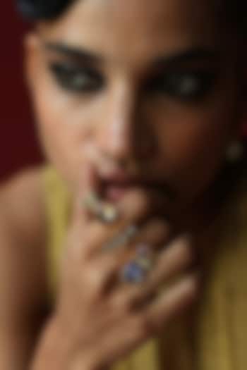 White Rhodium Finish Multi-Colored Swarovski Ring by ESME at Pernia's Pop Up Shop