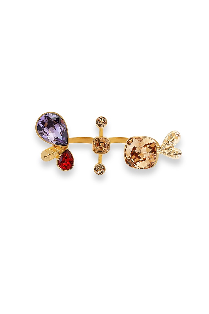 White Rhodium Finish Multi-Colored Swarovski Ring by ESME at Pernia's Pop Up Shop