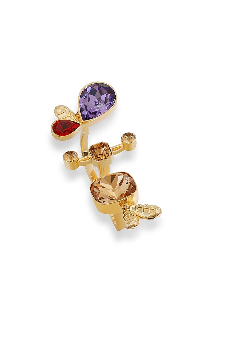 White Rhodium Finish Multi-Colored Swarovski Ring by ESME at Pernia's Pop Up Shop