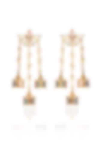 White Rhodium Finish Pink & White Swarovski Statement Earrings by ESME at Pernia's Pop Up Shop