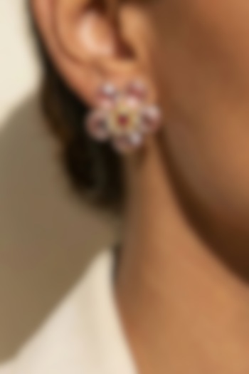 Gold Plated Swarovski Crystal Stud Earrings by ESME at Pernia's Pop Up Shop