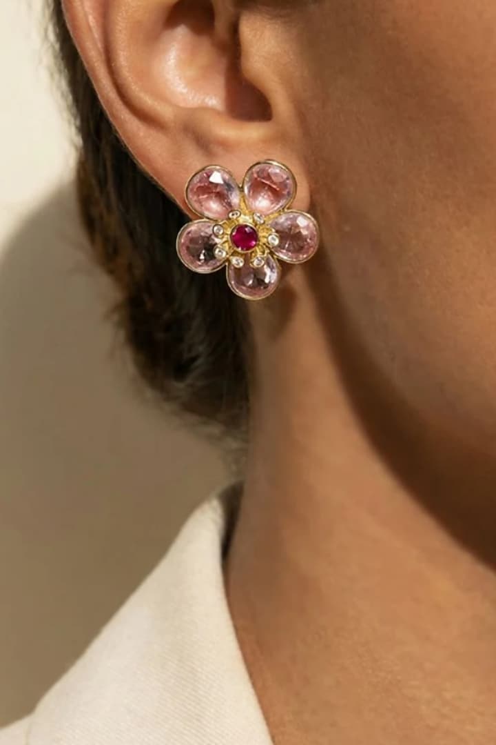 Gold Plated Swarovski Crystal Stud Earrings by ESME at Pernia's Pop Up Shop