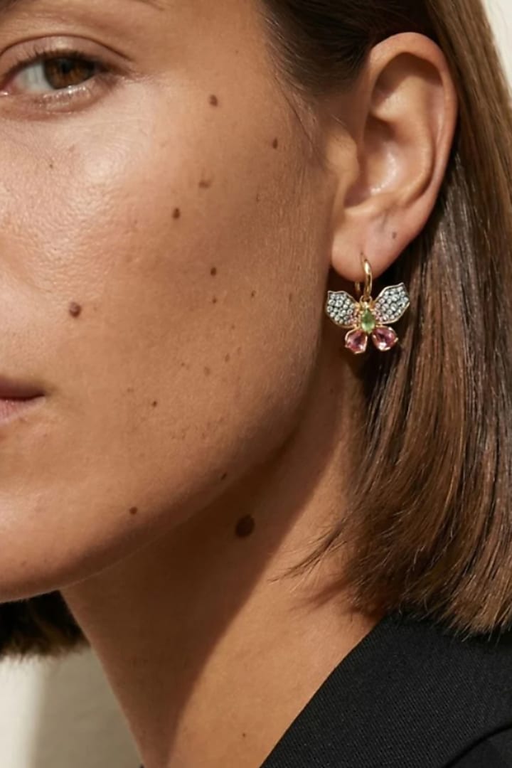 Gold Plated Swarovski Crystal Hoop Earrings by ESME at Pernia's Pop Up Shop