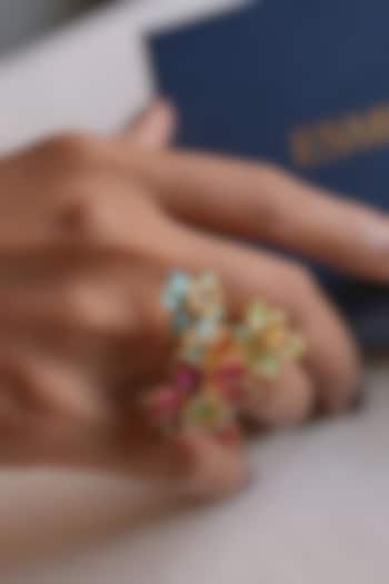 Gold Plated Swarovski Crystal Floral Ring by ESME at Pernia's Pop Up Shop