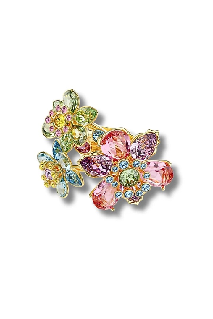 Gold Plated Swarovski Crystal Floral Ring by ESME at Pernia's Pop Up Shop