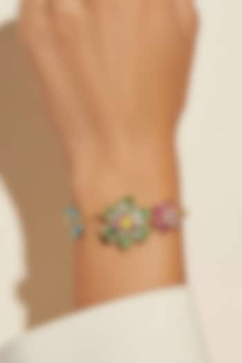 Gold Plated Swarovski Crystal Floral Bracelet by ESME at Pernia's Pop Up Shop