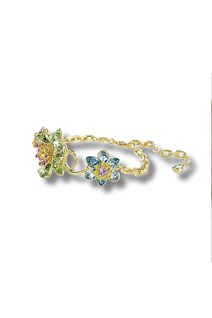 Gold Plated Swarovski Crystal Floral Bracelet by ESME at Pernia's Pop Up Shop