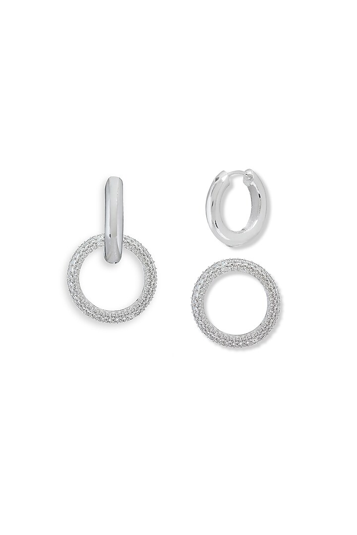 White Rhodium Finish Silver Swarovski Dangler Earrings by ESME at Pernia's Pop Up Shop