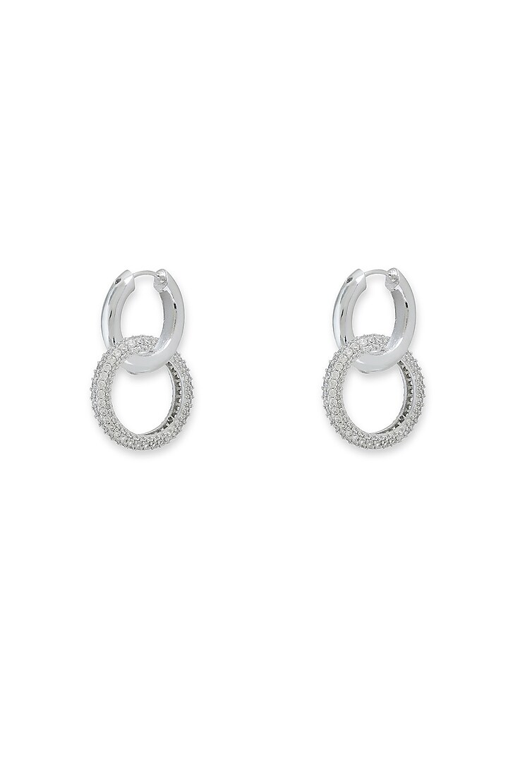 White Rhodium Finish Silver Swarovski Dangler Earrings by ESME at Pernia's Pop Up Shop