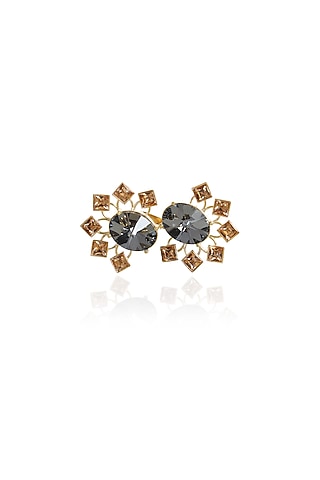 White Rhodium Finish Swarovski Crystal Ring by ESME