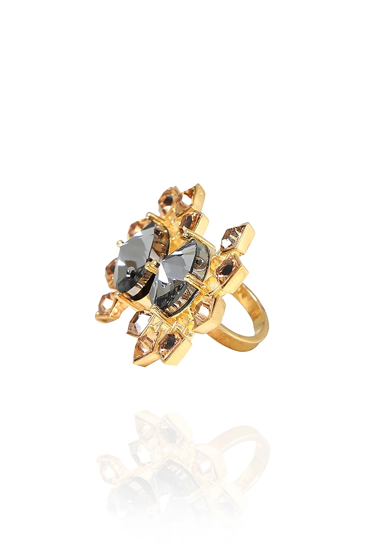 White Rhodium Finish Swarovski Crystal Ring by ESME at Pernia's Pop Up Shop